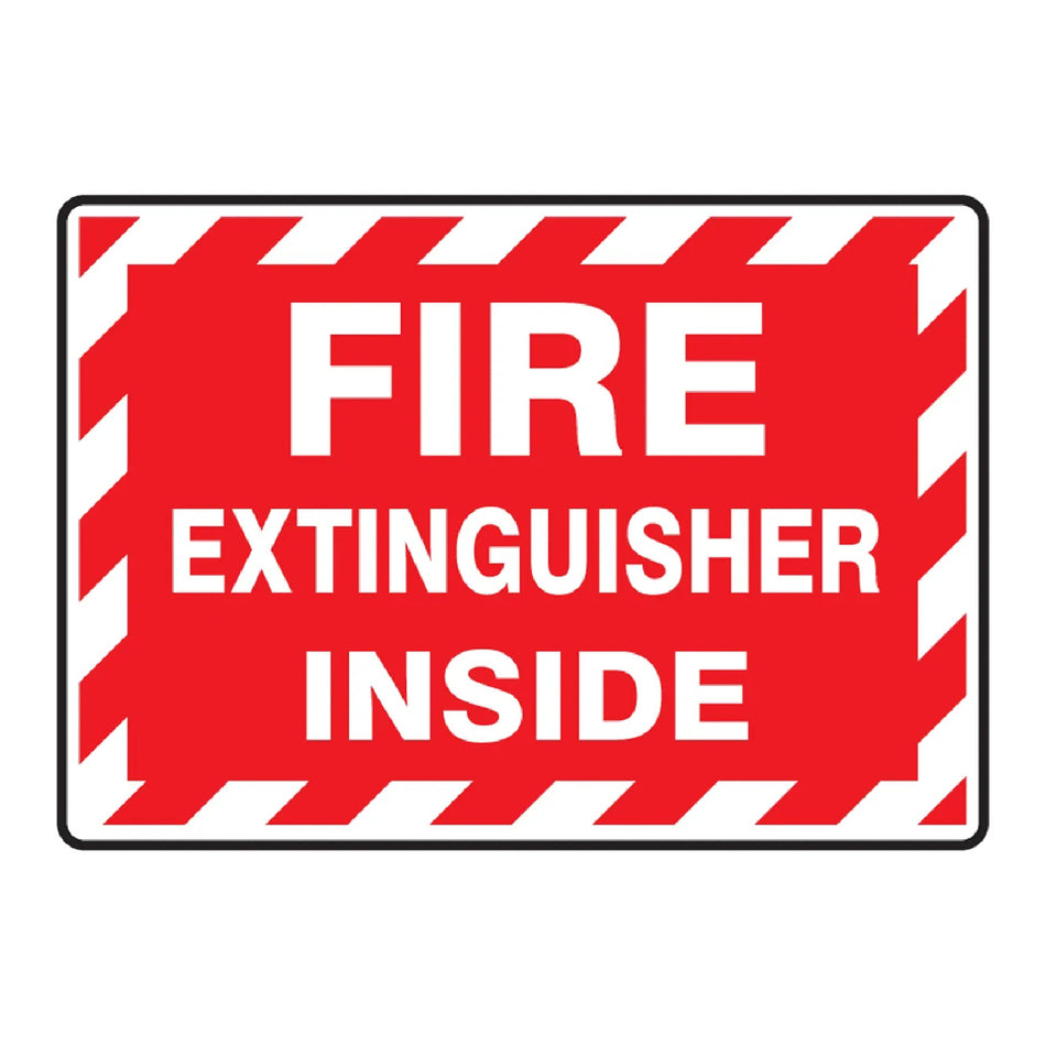 Fire Extinguisher Label: Fire Extinguisher Inside (Striped)