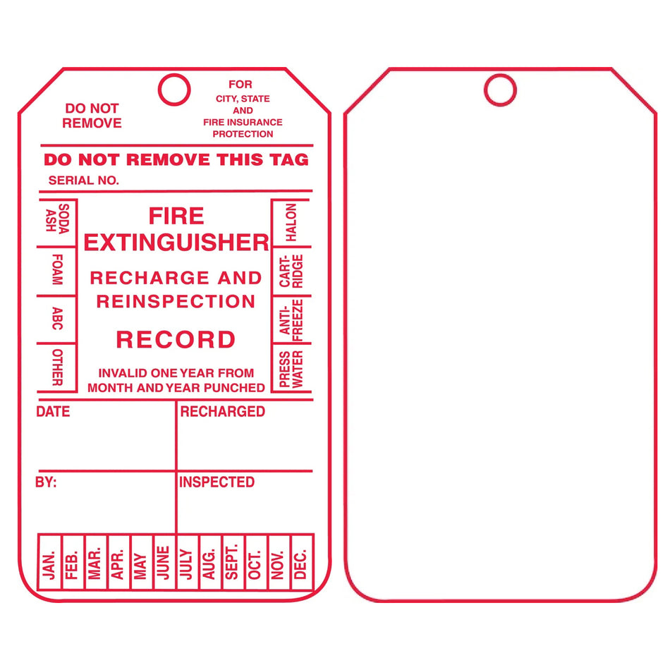 Fire Inspection Safety Tag: Fire Extinguisher Record