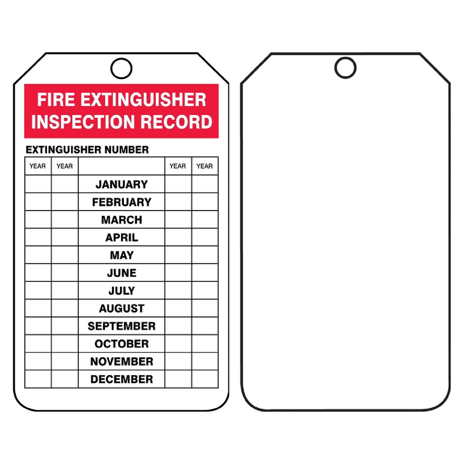 OSHA Fire Extinguisher Tags: Fire Extinguisher Inspection Record