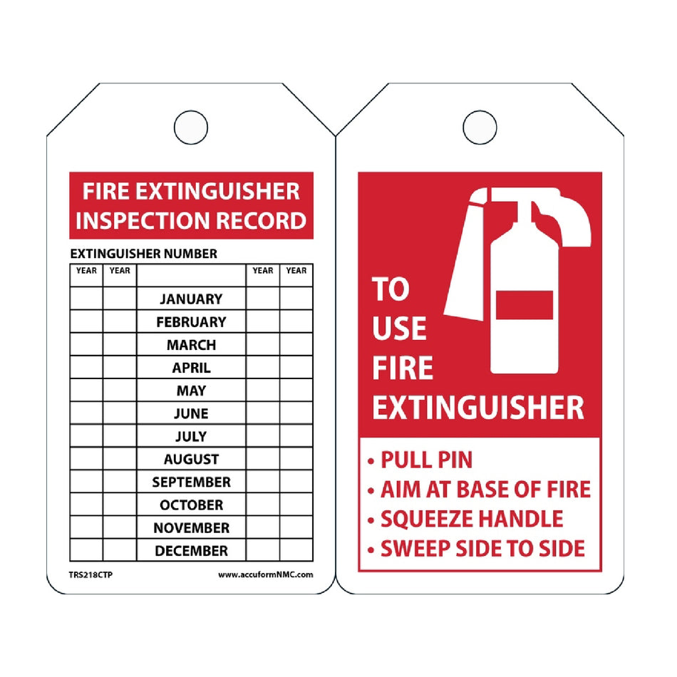 Fire Extinguisher Safety Tag: Fire Extinguisher Instructions