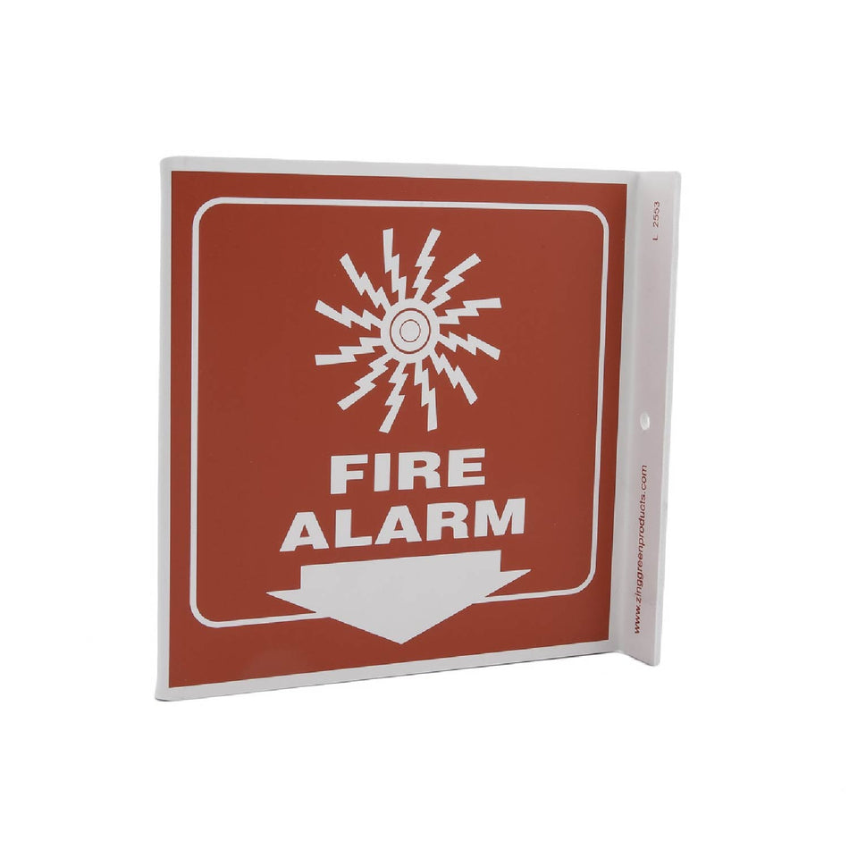Projecting L Sign, Fire Alarm, 7Hx2.5Wx7D, Recycled Plastic