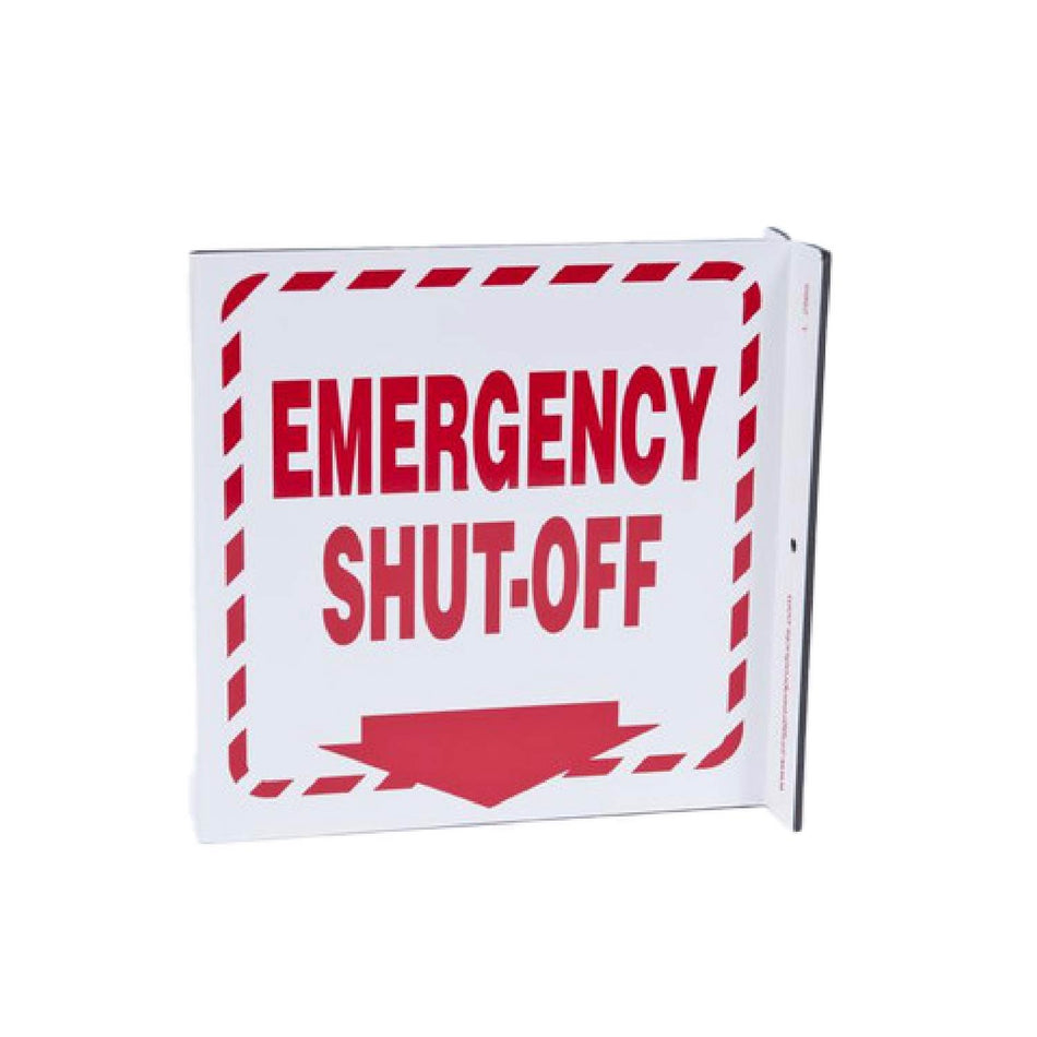 Projecting L Sign, Emergency Shut Off, 7Hx2.5Wx7D, Recycled Plastic